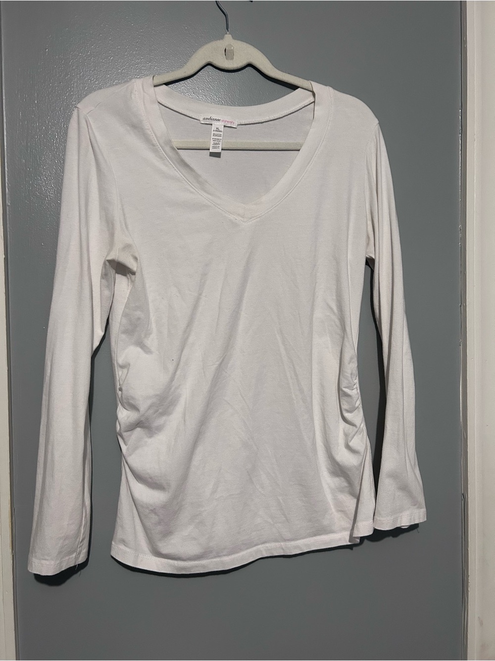 Ambiance White V-Neck Long Sleeve Tee